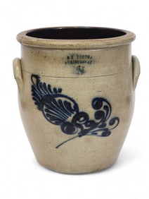 J & E NORTON, BENNINGTON COBALT-DECORATED STONEWARE CROCK