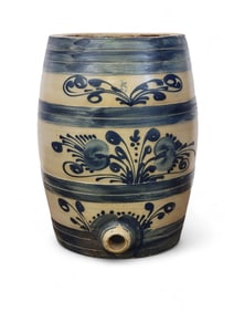 COBALT-DECORATED STONEWARE COOLER