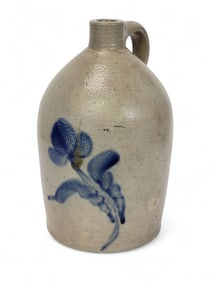 TULIP-DECORATED STONEWARE JUG