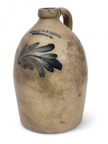 COWDEN & WILCOX, HARRISBURG COBALT-DECORATED STONEWARE JUG