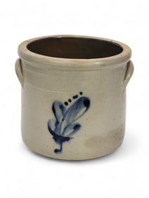 COBALT-DECORATED STONEWARE CROCK
