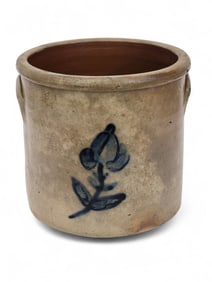 COBALT-DECORATED STONEWARE CROCK