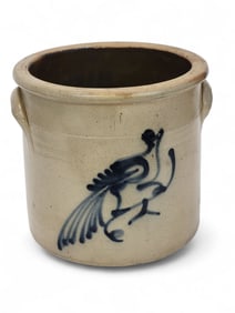 COBALT-DECORATED STONEWARE CROCK
