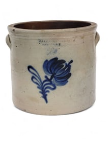 A. O. WHITEMORE, HAVANA COBALT-DECORATED STONEWARE CROCK