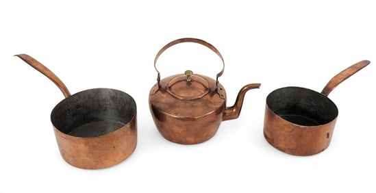 THREE PIECES OF EARLY COPPER WARE