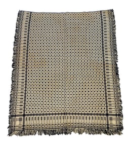 OVERSHOT COVERLET WITH PINE TREE BORDER