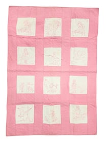 PINK EMBROIDERED KATE GREENWAY CHILD'S QUILT