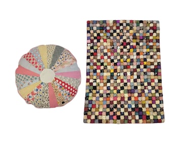 EARLY SILK PUFF QUILT & QUILT PILLOW