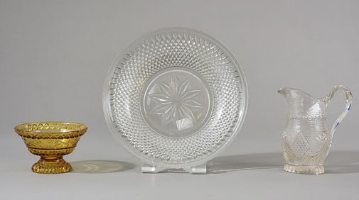 THREE EARLY GLASS TABLE ITEMS