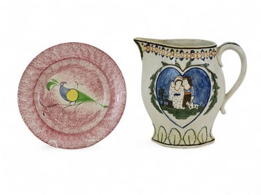 SPATTERWARE PLATE & PRATTWARE PITCHER