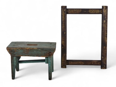 PAINTED STOOL AND FRAME