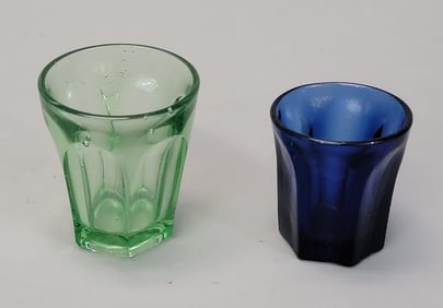 TWO PRESSED GLASS TASTERS