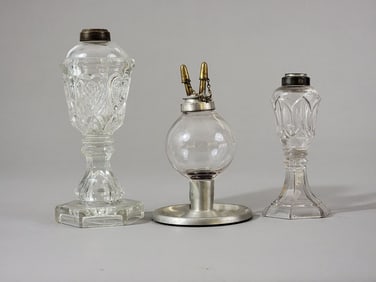 THREE PIECES OF EARLY GLASS LIGHTING