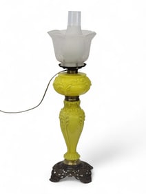 CANARY-YELLOW GLASS BANQUET LAMP