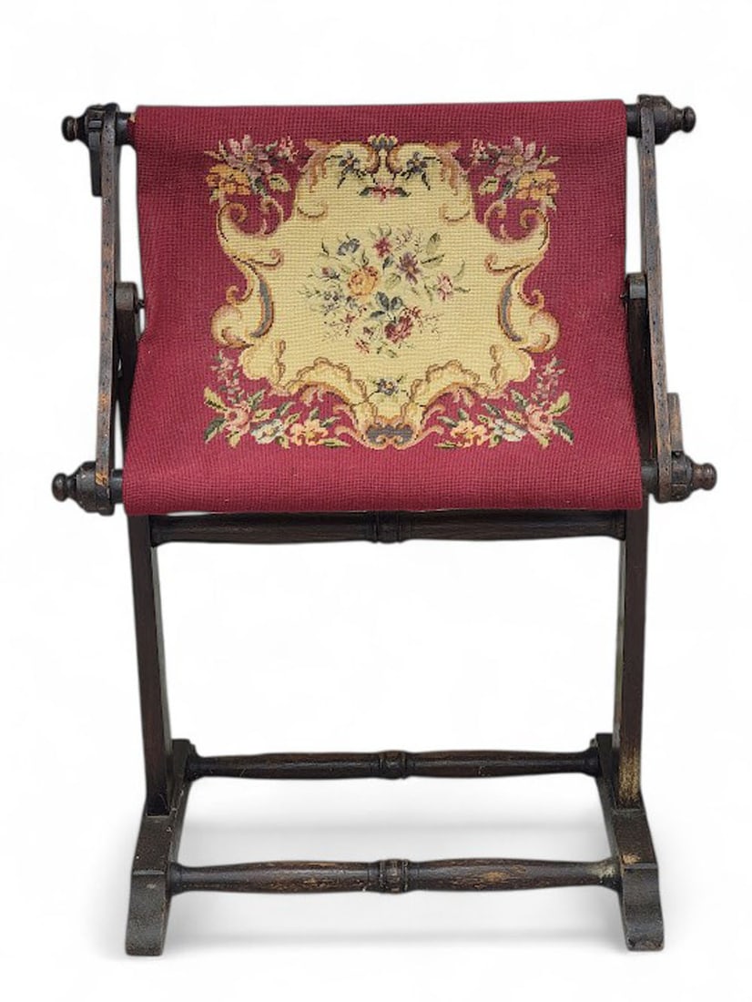 VICTORIAN NEEDLEWORK FRAME: American or English, late 19th century, oak. Retains its original finish. 30.5" high. Provenance: a southern Ohio collection. Pickup or freight shipping is required for this lot. Please see our terms