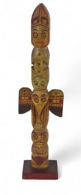 SMALL CARVED AND PAINTED TOTEM POLE