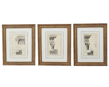 SET OF THREE FRENCH ARCHITECTURAL PRINTS