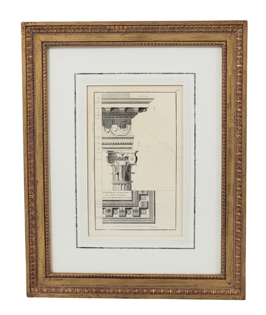 SET OF THREE FRENCH ARCHITECTURAL PRINTS: From Giacomo Barozzi da Vignole, Grand et nouveau Vignole, ou r?gle des cinq ordres d'architecture selon Jacques Barrozzio de Vignole, augment? de l'ordre fran?ais, avec un trait? de g?om?trie, de la 