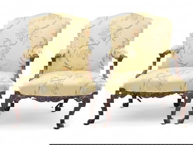 PAIR OF CHIPPENDALE-STYLE ARM CHAIRS