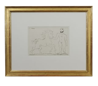 PABLO PICASSO (1881-1973), HOMME NU DEBOUT AVEC UN CHEVAL