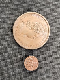 TWO COMMEMORATIVE BUTTONS / MEDALLIONS
