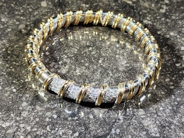 ROBERTO COIN GOLD & DIAMOND CUFF BRACELET