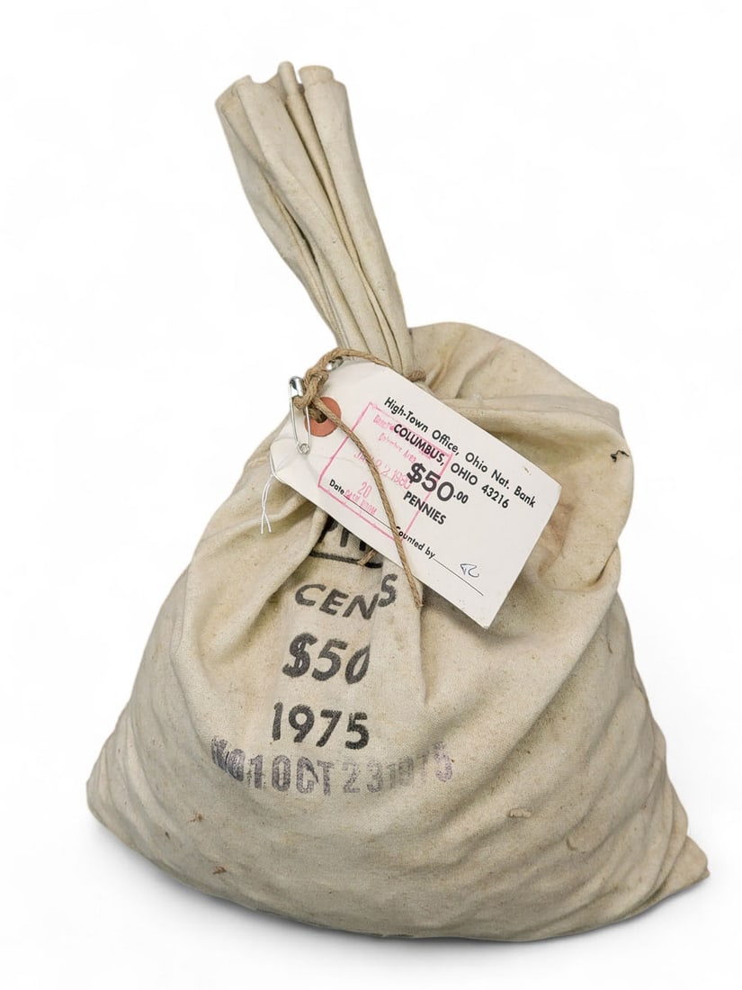 BANK-SEALED BAG OF PENNIES (PRE-1980): $50, Sealed January 1980. From the collection of Dr. Bernard Master, Worthington, Ohio Affordable, in-house shipping is available for this lot. Please contact us for a quote.