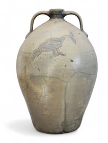 BIRD-DECORATED STONEWARE COOLER
