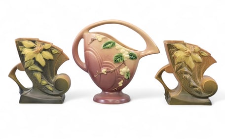 THREE PIECES OF ROSEVILLE POTTERY