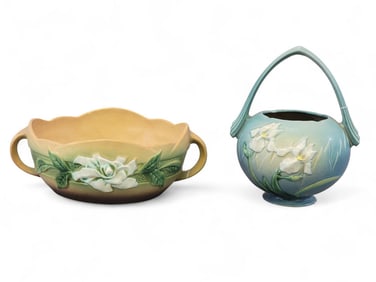 TWO PIECES OF ROSEVILLE POTTERY