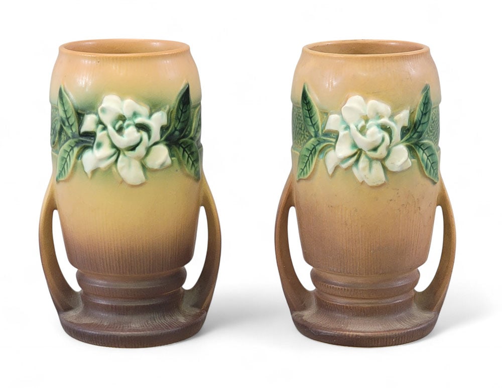 PAIR OF ROSEVILLE "GARDENIA" VASES (1 of 3)