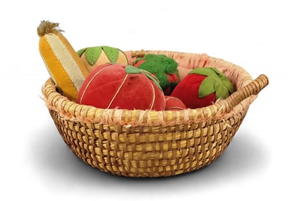 SEWING BASKET WITH PIN CUSHIONS