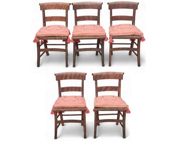 SET OF FIVE DECORATED KLISMOS CHAIRS