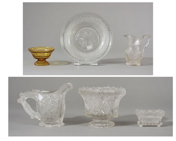 SIX EARLY GLASS TABLE ITEMS