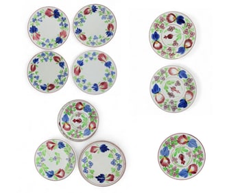 SET OF TEN STICK SPATTERWARE PLATES