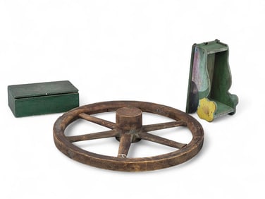 THREE ANTIQUE WOODEN ITEMS