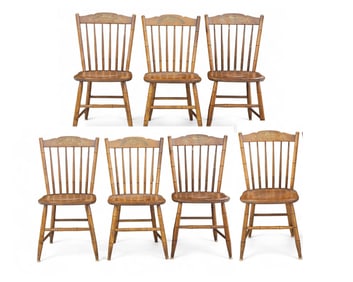 SET OF SEVEN HITICHCOCK WINDSOR CHAIRS.