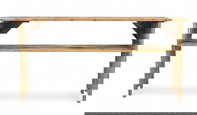 COUNTRY PRIMITIVE BUCKET BENCH: American, pine, 18th century. A country primitive/rustic bucket bench with wire nail construction, undecorated. 29.5" high, 60.25" wide, 15" deep. Provenance: an Ohio collection. PLEASE NOTE OUR SHIPP