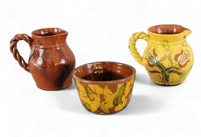 THREE PIECES OF LESTER BREININGER REDWARE