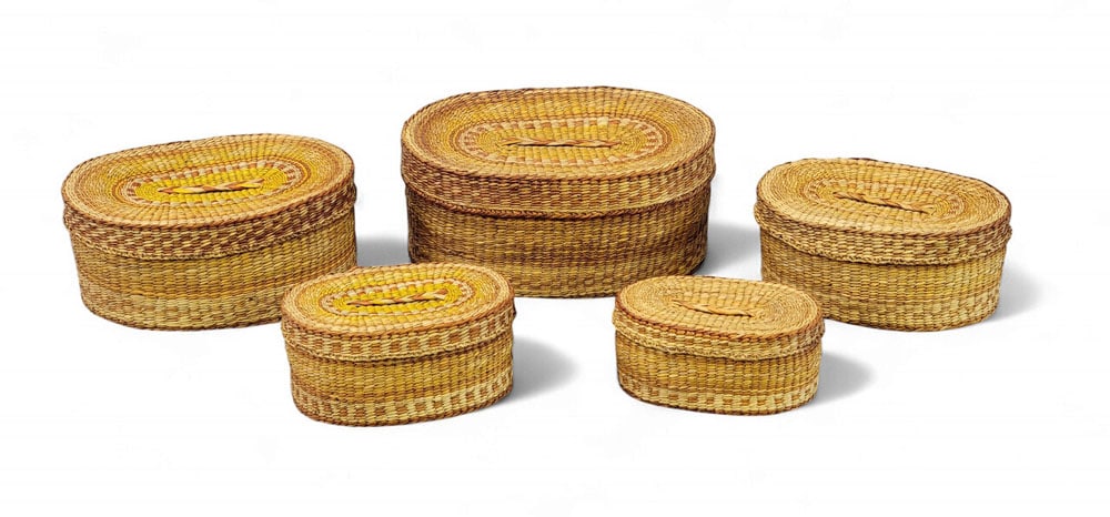 GRADUATED STACK OF FIVE LIDDED BASKETS (1 of 14)