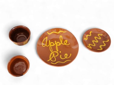 FOUR PIECES OF LESTER BREININGER REDWARE