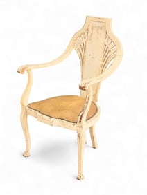 FOLKSY PAINTED ARM CHAIR, FAN BACK