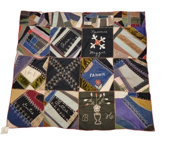 DATED AND SIGNED FRIENDSHIP CRAZY QUILT