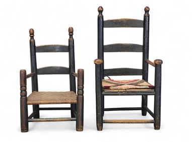 TWO CHILD'S LADDERBACK ARMCHAIRS