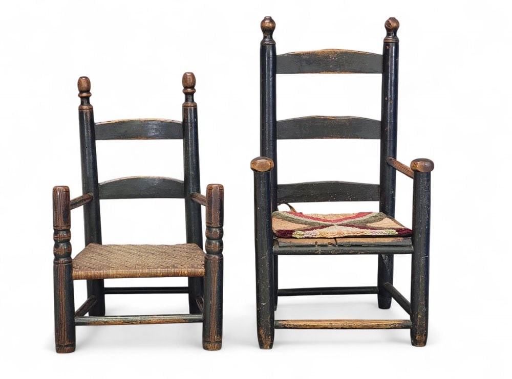 TWO CHILD'S LADDERBACK ARMCHAIRS (1 of 4)