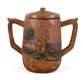 CARVED AND PAINTED BURL JAR