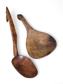 CARVED PADDLE AND LADLE