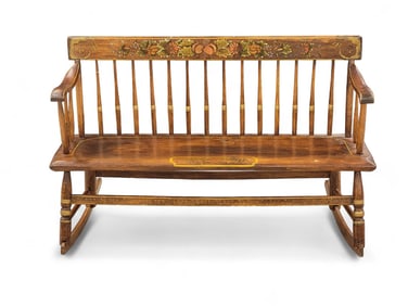 PAINTED WINDSOR ROCKING SETTEE