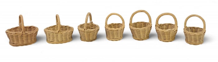 SET OF SEVEN MINIATURE BASKETS