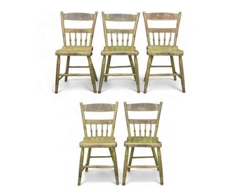 SET OF FIVE DECORATED WINDSOR CHAIRS
